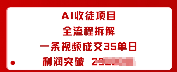 AI收徒项目全流程拆解一条视频成交35单日利润突破1k+-优创项目网