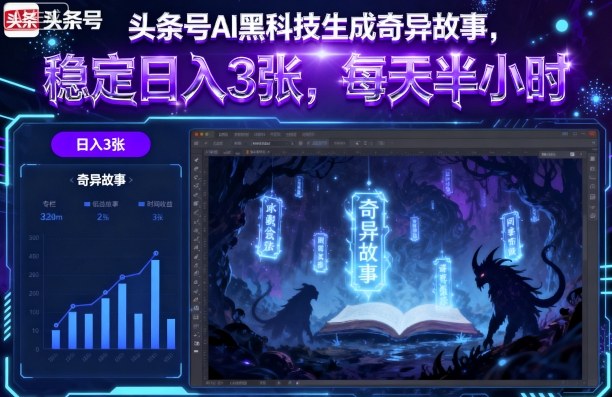 头条号AI黑科技生成奇异故事，稳定日入3张，每天半小时-优创项目网