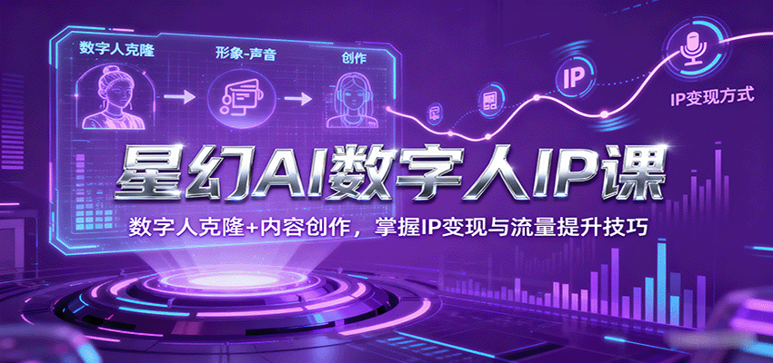 星幻AI数字人IP课，数字人克隆+内容创作，掌握IP变现与流量提升技巧-优创项目网