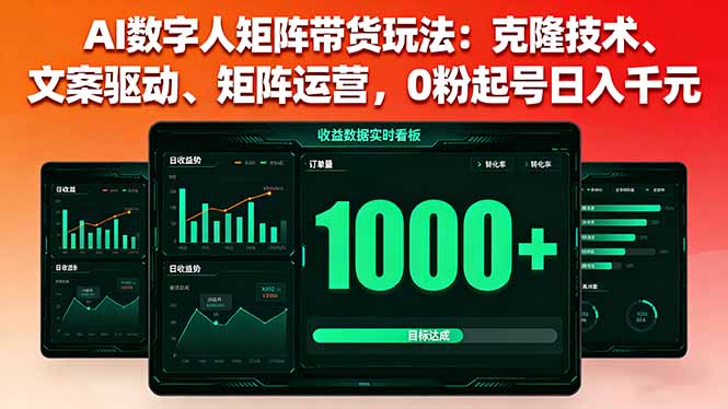 AI数字人矩阵带货玩法：克隆技术、文案驱动、矩阵运营，0粉起号日入千元-优创项目网