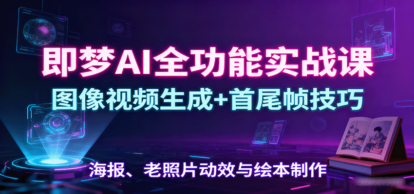 即梦AI全功能实战课：图像视频生成+首尾帧技巧，海报、老照片动效与绘本制作-优创项目网