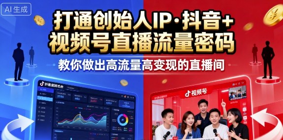 25年直播9-10两期线下课，打通创始人IP，抖音+视频号直播流量密码，教你做出高流量高变现的直播间-优创项目网