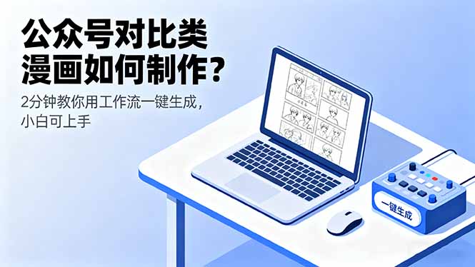 公众号对比类漫画如何制作？2分钟教你用工作流一键生成，小白可上手-优创项目网