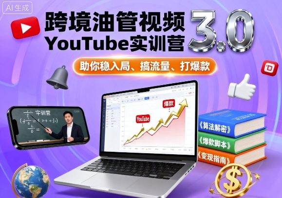 跨境油管视频YouTube实训营3.0，助你稳入局、搞流量、打爆款-优创项目网