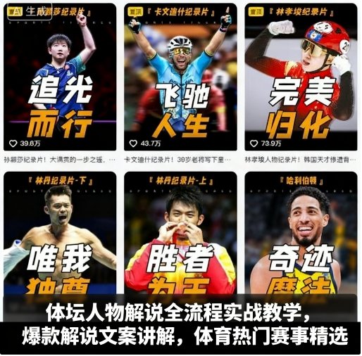 体坛人物解说全流程实战教学，爆款解说文案讲解，体育热门赛事精选-优创项目网