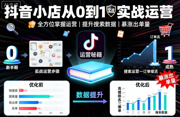 抖音小店从0到1实战运营，帮你全方位掌握小店运营，提升搜索数据与出单量-优创项目网