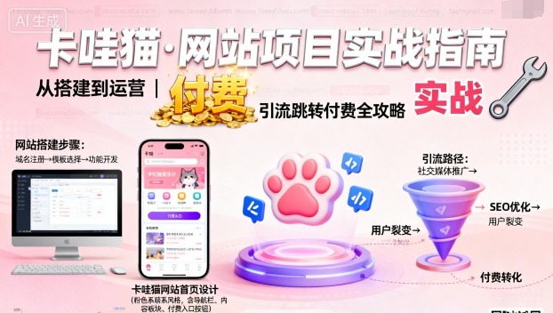 卡哇猫·网站项目，网站搭建与运营以及引流跳转付费-优创项目网