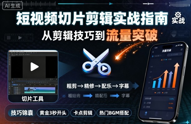 短视频切片剪辑实战指南，从剪辑技巧到流量突破-优创项目网