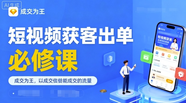 短视频获客出单必修课，成交为王，以成交为导向，直接做能成交的流量-优创项目网