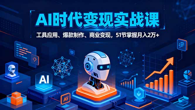 AI时代全场景实战课，工具应用、爆款制作、商业变现，51节掌握月入2万+-优创项目网