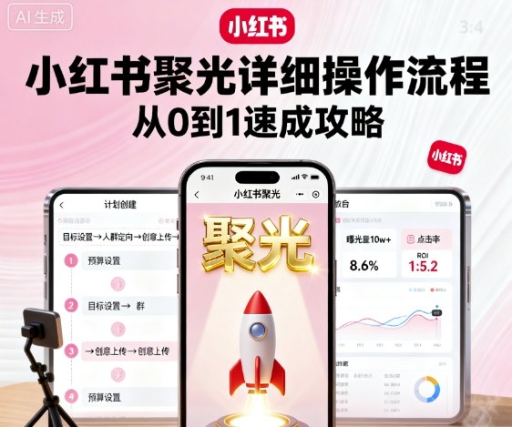 小红书聚光详细操作流程，小红书聚光从0到1速成攻略-优创项目网