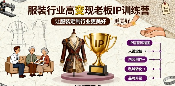 服装行业高变现老板IP训练营，让服装定制行业更美好-优创项目网