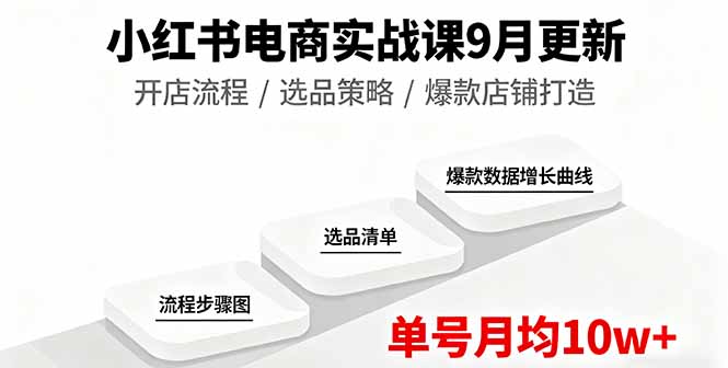 小红书电商实战课9月更新，开店流程/选品策略/爆款店铺打造，单号月均10w+-优创项目网