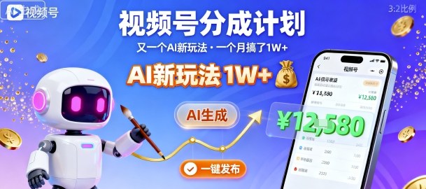 视频号分成计划：又一个AI新玩法，一个月搞了1W+，纯AI生成，一键发布即可-优创项目网