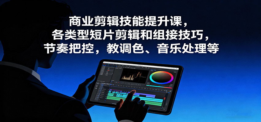 商业剪辑技能提升课，各类型短片剪辑和组接技巧，节奏把控，教调色、音乐处理等-优创项目网