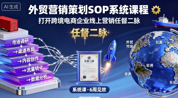 外贸营销策划SOP系统课程，打开跨境电商企业线上营销任督二脉-优创项目网