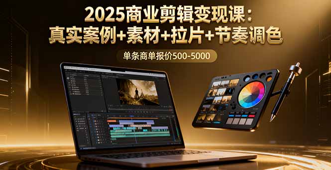 2025商业剪辑变现课：真实案例+素材+拉片+节奏调色，单条商单报价500-5000-优创项目网
