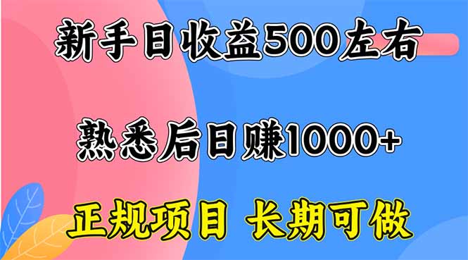 新手日收益500+ 正规项目 长期可做-优创项目网