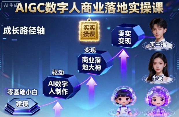 AIGC数字人商业落地实操课，从零基础小白到AI数字人大神-优创项目网