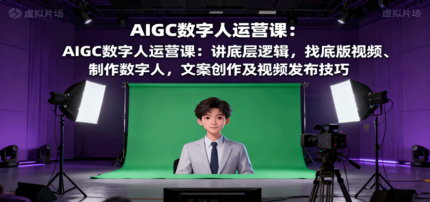 AIGC数字人运营课：讲底层逻辑，找底版视频、制作数字人，文案创作及视频发布技巧-优创项目网