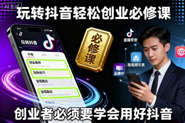 玩转抖音轻松创业必修课，创业者必须要学会用好抖音-优创项目网