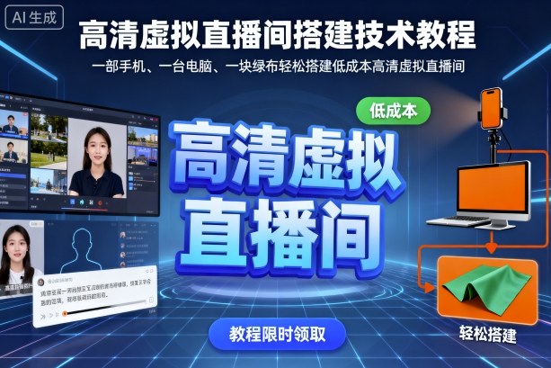 高清虚拟直播间搭建技术教程，一部手机、一台电脑、一块绿布轻松搭建低成本高清虚拟直播间-优创项目网