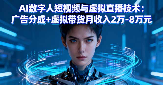 AI数字人短视频与虚拟直播技术：广告分成+虚拟带货月收入2万-8万元-优创项目网