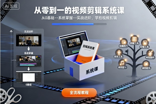 从零到一的视频剪辑系统课，从0基础--系统掌握--实战进阶，学拍视频剪辑-优创项目网