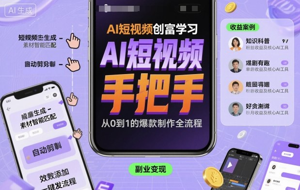AI短视频创富学习，手把手教会你制作AI短视频-优创项目网