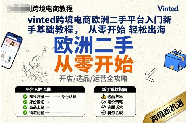 vinted跨境电商欧洲二手平台入门新手基础教程，从零开始轻松出海-优创项目网