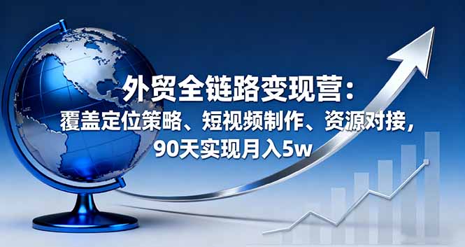 外贸全链路变现营：覆盖定位策略、短视频制作、资源对接，90天实现月入5w-优创项目网