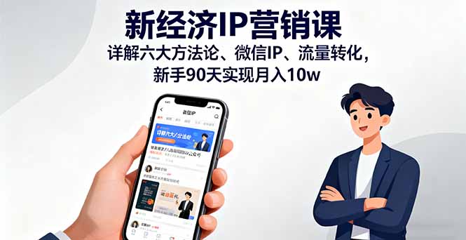 新经济IP营销课：详解六大方法论、微信IP、流量转化，新手90天实现月入10w-优创项目网