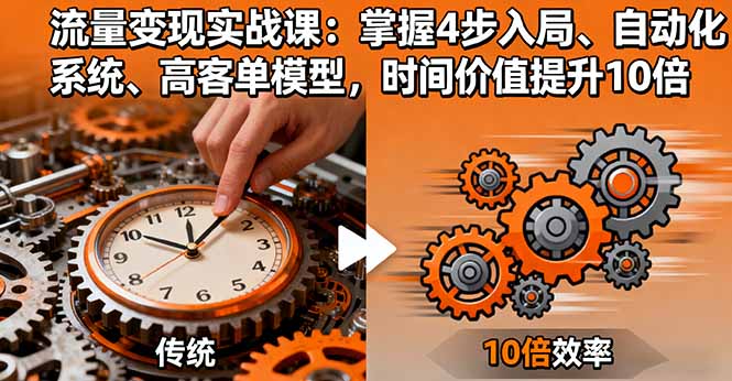 流量变现实战课：掌握4步入局、自动化系统、高客单模型，时间价值提升10倍-优创项目网