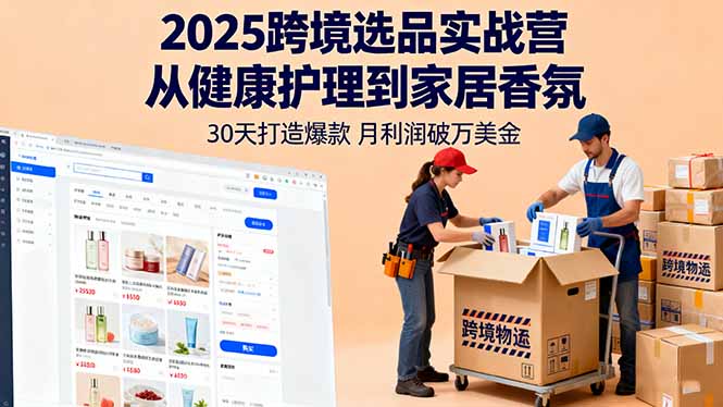 2025跨境选品实战营：从健康护理到家居香氛，30天打造爆款,月利润破万美金-优创项目网