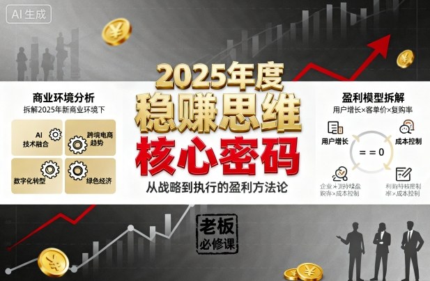 2025年度稳賺思维老板创业营，拆解2025年新商业环境下，企业实现持续盈利的核心密码-优创项目网