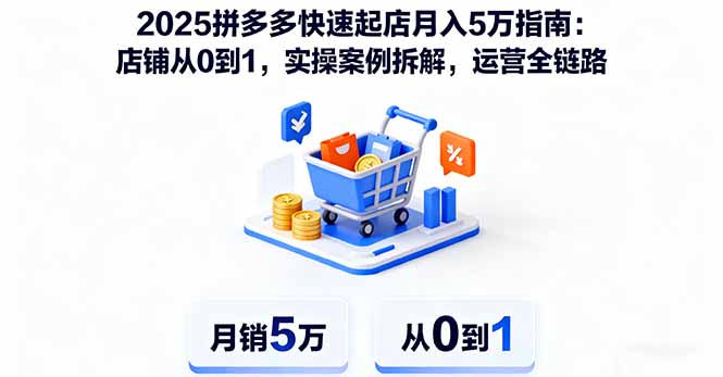 2025拼多多快速起店月入5万指南：店铺从0到1，实操案例拆解，运营全链路-优创项目网