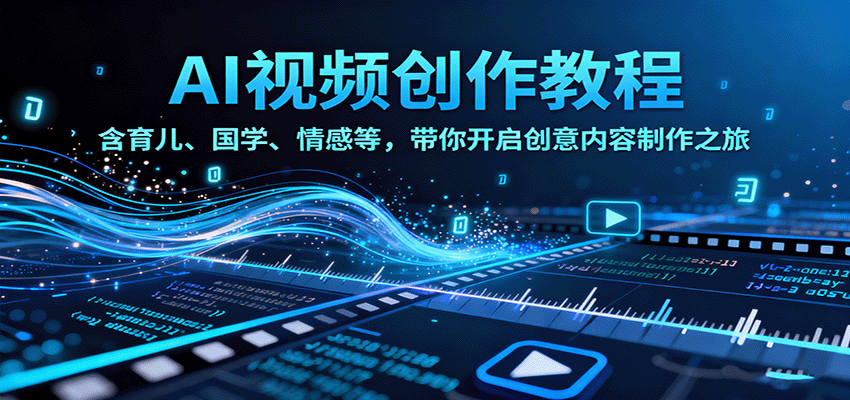 AI视频创富课，含育儿、国学、情感等，带你开启创意内容制作之旅-优创项目网
