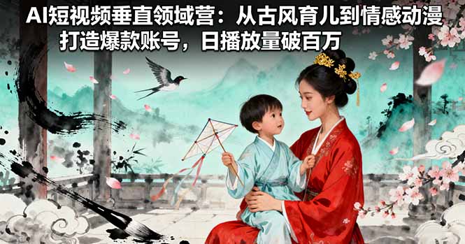 AI短视频垂直领域营：从古风育儿到情感动漫，打造爆款账号,日播放量破百万-优创项目网