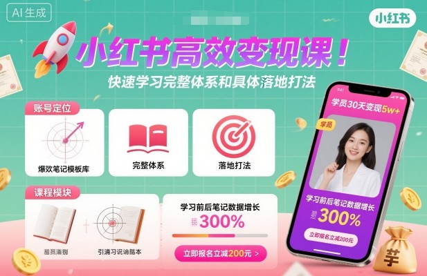小红书高效变现课，快速学习小红书完整体系和具体落地打法-优创项目网