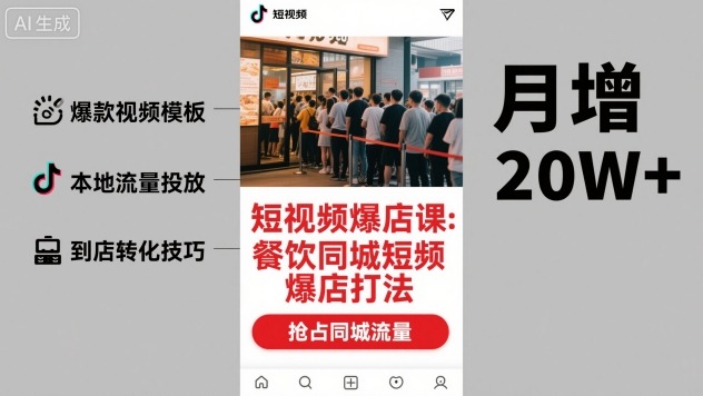短视频爆店课，餐饮同城短视频爆店打法-优创项目网
