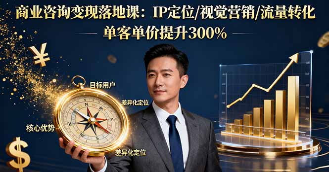 商业咨询变现落地课：IP定位/视觉营销/流量转化，单客单价提升300%-优创项目网