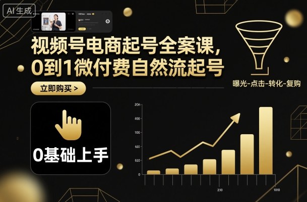 视频号电商起号全案课，0到1微付费自然流起号-优创项目网