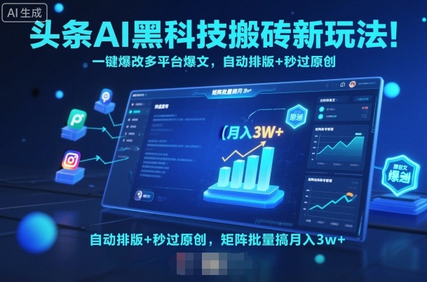 头条AI黑科技搬砖新玩法！一键爆改多平台爆文，自动排版+秒过原创，矩阵批量搞月入3w+【揭秘】-优创项目网