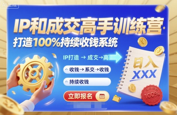 带你成为IP和成交高手的训练营，打造100%持续收钱系统-优创项目网