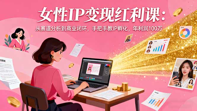 女性IP变现红利课：从赛道分析到商业闭环，手把手教IP孵化，年利润100万-优创项目网