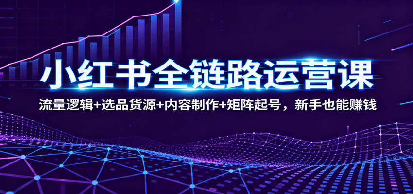 小红书全链路运营课：流量逻辑+选品货源+内容制作+矩阵起号，新手也能赚钱-优创项目网