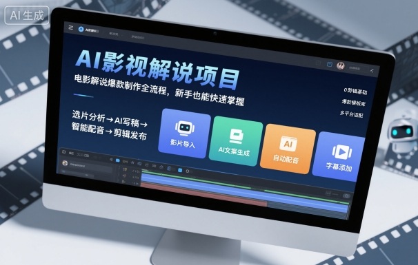 AI影视解说项目，电影解说爆款制作全流程，新手也能快速掌握-优创项目网