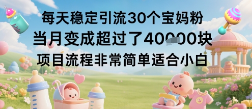 每天稳定引流30个宝妈粉当月变成超过了1W+项目流程非常简单适合小白-优创项目网