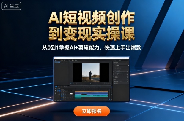 AI短视频创作到变现实操课，从0到1掌握AI+剪辑能力，快速上手出爆款(更新10月)-优创项目网
