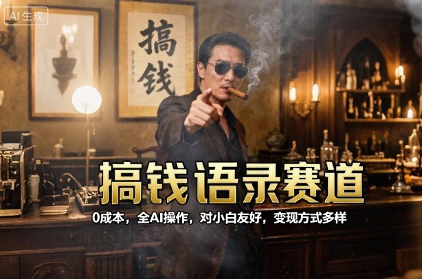 搞钱语录赛道，0成本，全AI操作，对小白友好，变现方式多样-优创项目网